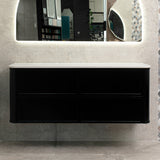 Tura Shaker 1500mm Curved Wall Hung Vanity Cabinet, Matte Black