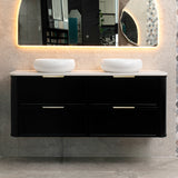 Tura Shaker 1500mm Curved Wall Hung Vanity Cabinet, Matte Black