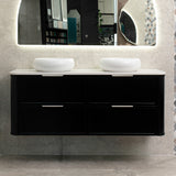 Tura Shaker 1500mm Curved Wall Hung Vanity Cabinet, Matte Black