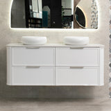 Tura Shaker 1500mm Curved Wall Hung Vanity Cabinet, Matte White