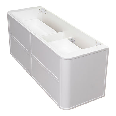 Tura Shaker 1500mm Curved Wall Hung Vanity Cabinet, Matte White
