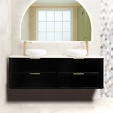 Tura Shaker 1800mm Curved Wall Hung Vanity Cabinet, Matte Black