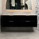 Tura Shaker 1800mm Curved Wall Hung Vanity Cabinet, Matte Black