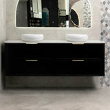 Tura Shaker 1800mm Curved Wall Hung Vanity Cabinet, Matte Black