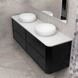 Tura Shaker 1800mm Curved Wall Hung Vanity Cabinet, Matte Black