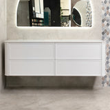 Tura Shaker 1800mm Curved Wall Hung Vanity Cabinet, Matte White