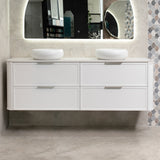 Tura Shaker 1800mm Curved Wall Hung Vanity Cabinet, Matte White