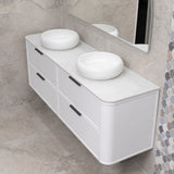 Tura Shaker 1800mm Curved Wall Hung Vanity Cabinet, Matte White