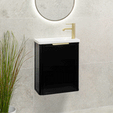 Tura Shaker Petite 500mm Curved Wall Hung Slim Vanity Cabinet, Matte Black