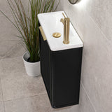 Tura Shaker Petite 500mm Curved Wall Hung Slim Vanity Cabinet, Matte Black