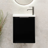 Tura Shaker Petite 500mm Curved Wall Hung Slim Vanity Cabinet, Matte Black