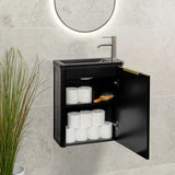 Tura Shaker Petite 500mm Curved Wall Hung Slim Vanity Cabinet, Matte Black