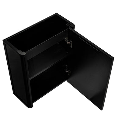 Tura Shaker Petite 500mm Curved Wall Hung Slim Vanity Cabinet, Matte Black