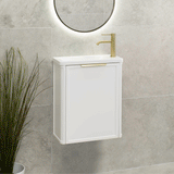 Tura Shaker Petite 500mm Curved Wall Hung Slim Vanity Cabinet, Matte White