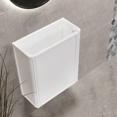 Tura Shaker Petite 500mm Curved Wall Hung Slim Vanity Cabinet, Matte White
