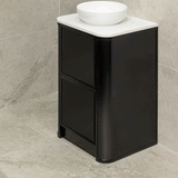 Tura Shaker 600mm Curved Floorstanding Vanity Cabinet, Matte Black