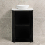 Tura Shaker 600mm Curved Floorstanding Vanity Cabinet, Matte Black