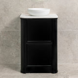 Tura Shaker 600mm Curved Floorstanding Vanity Cabinet, Matte Black