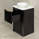 Tura Shaker 600mm Curved Floorstanding Vanity Cabinet, Matte Black