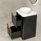 Tura Shaker 600mm Curved Floorstanding Vanity Cabinet, Matte Black