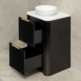 Tura Shaker 600mm Curved Floorstanding Vanity Cabinet, Matte Black