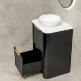 Tura Shaker 600mm Curved Floorstanding Vanity Cabinet, Matte Black