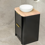 Tura Shaker 600mm Curved Floorstanding Vanity Cabinet, Matte Black