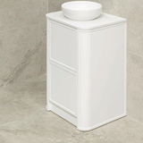 Tura Shaker 600mm Curved Floorstanding Vanity Cabinet, Matte White
