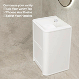 Tura Shaker 600mm Curved Floorstanding Vanity Cabinet, Matte White