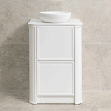 Tura Shaker 600mm Curved Floorstanding Vanity Cabinet, Matte White