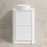 Tura Shaker 600mm Curved Floorstanding Vanity Cabinet, Matte White