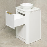 Tura Shaker 600mm Curved Floorstanding Vanity Cabinet, Matte White