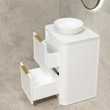 Tura Shaker 600mm Curved Floorstanding Vanity Cabinet, Matte White