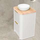 Tura Shaker 600mm Curved Floorstanding Vanity Cabinet, Matte White