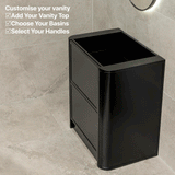 Tura Shaker 750mm Curved Floorstanding Vanity Cabinet, Matte Black