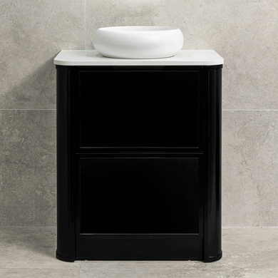 Tura Shaker 750mm Curved Floorstanding Vanity Cabinet, Matte Black