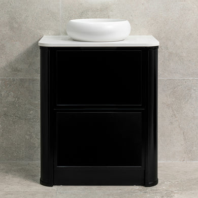 Tura Shaker 750mm Curved Floorstanding Vanity Cabinet, Matte Black