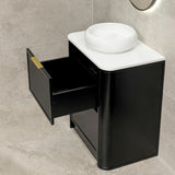 Tura Shaker 750mm Curved Floorstanding Vanity Cabinet, Matte Black