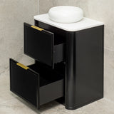 Tura Shaker 750mm Curved Floorstanding Vanity Cabinet, Matte Black