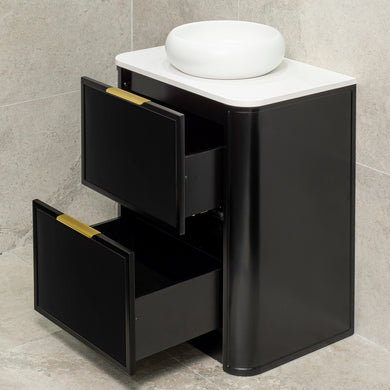 Tura Shaker 750mm Curved Floorstanding Vanity Cabinet, Matte Black