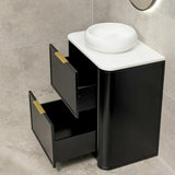 Tura Shaker 750mm Curved Floorstanding Vanity Cabinet, Matte Black