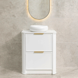 Tura Shaker 750mm Curved Floorstanding Vanity Cabinet, Matte White