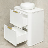 Tura Shaker 750mm Curved Floorstanding Vanity Cabinet, Matte White