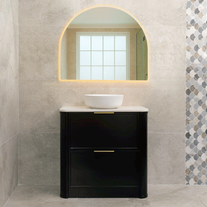 Tura Shaker 900mm Curved Floorstanding Vanity Cabinet, Matte Black