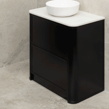 Tura Shaker 900mm Curved Floorstanding Vanity Cabinet, Matte Black