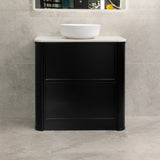 Tura Shaker 900mm Curved Floorstanding Vanity Cabinet, Matte Black