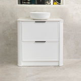 Tura Shaker 900mm Curved Floorstanding Vanity Cabinet, Matte White