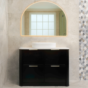 Tura Shaker 1200mm Curved Floorstanding Vanity Cabinet, Matte Black