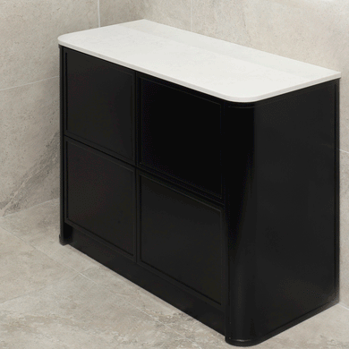 Tura Shaker 1200mm Curved Floorstanding Vanity Cabinet, Matte Black