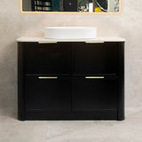 Tura Shaker 1200mm Curved Floorstanding Vanity Cabinet, Matte Black